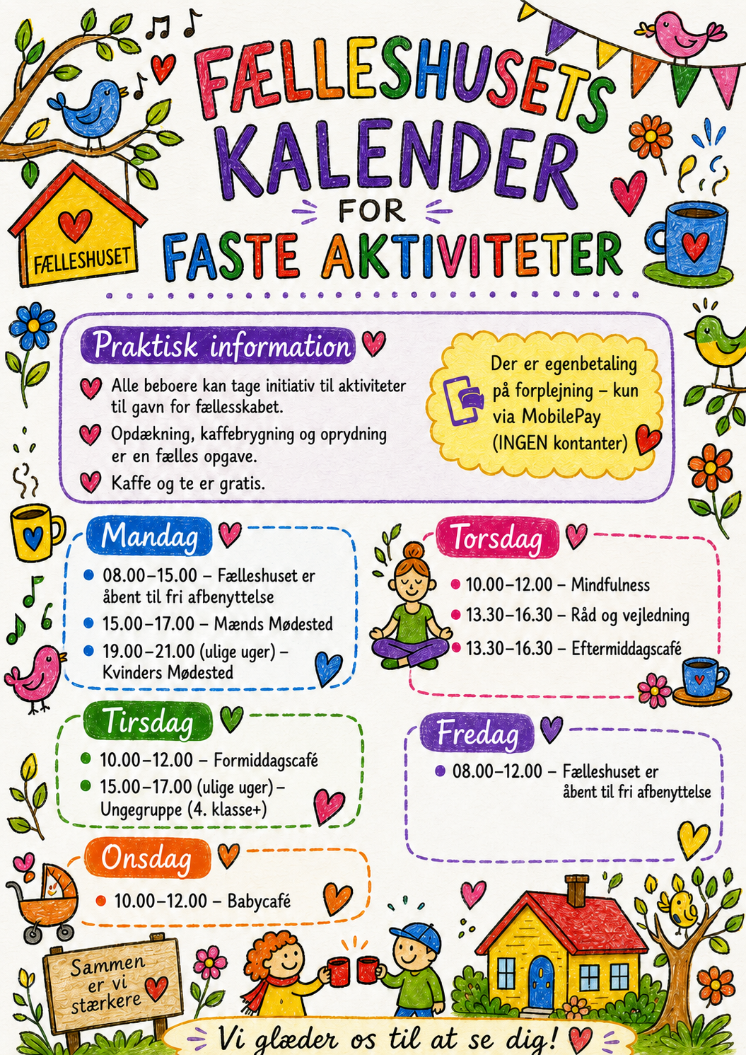 fælleshusets faste aktiviteter